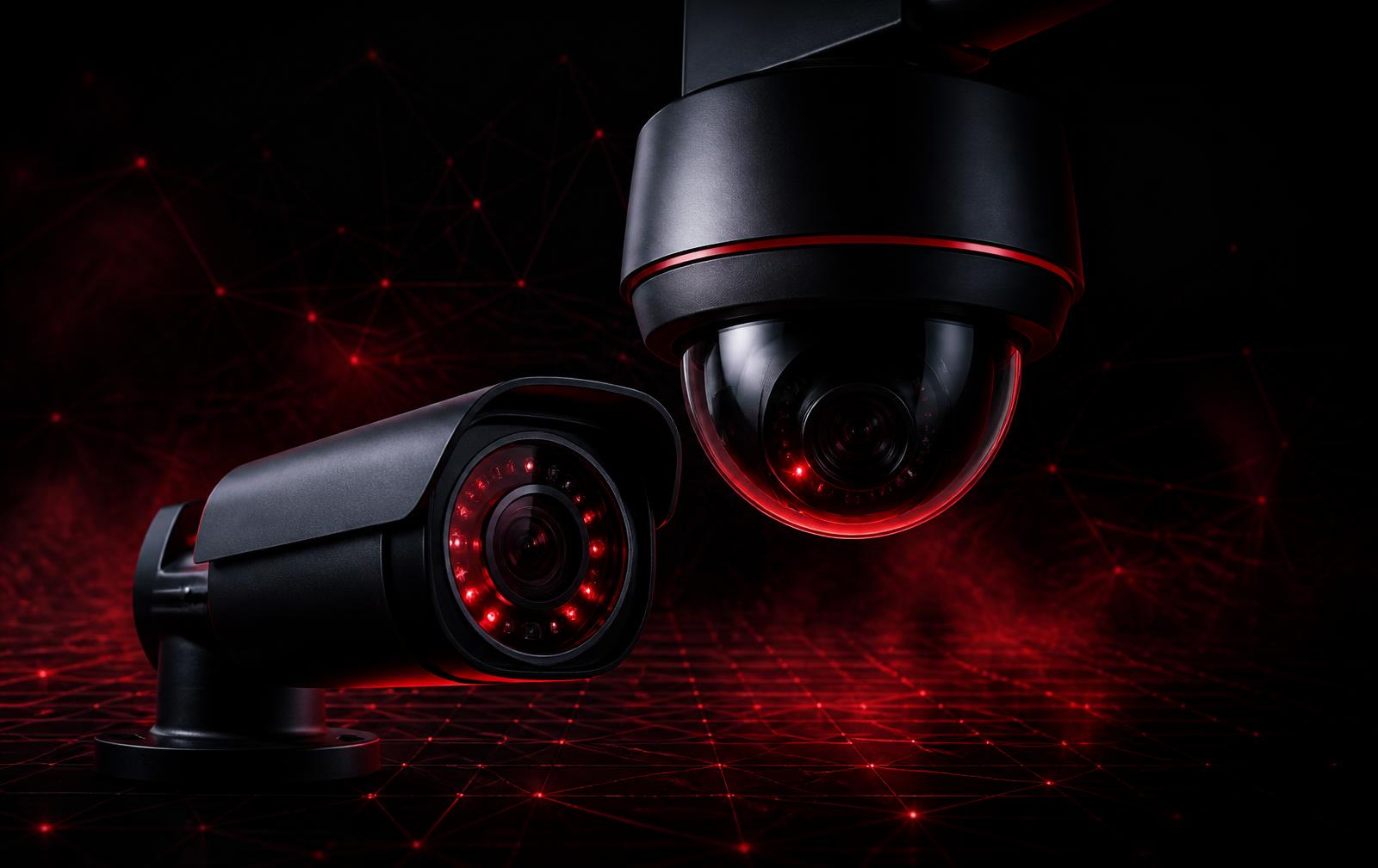 Câmeras de segurança Hikvision com iluminação vermelha